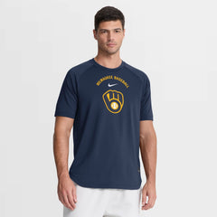 Milwaukee Brewers Authentic Collection Batting Practice Pre-Game Raglan Dri-FIT Top - Navy | Nike
