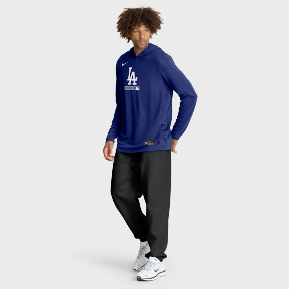 Los Angeles Dodgers Authentic Collection Dri-FIT Long Sleeve Hooded T-Shirt - Royal | Nike