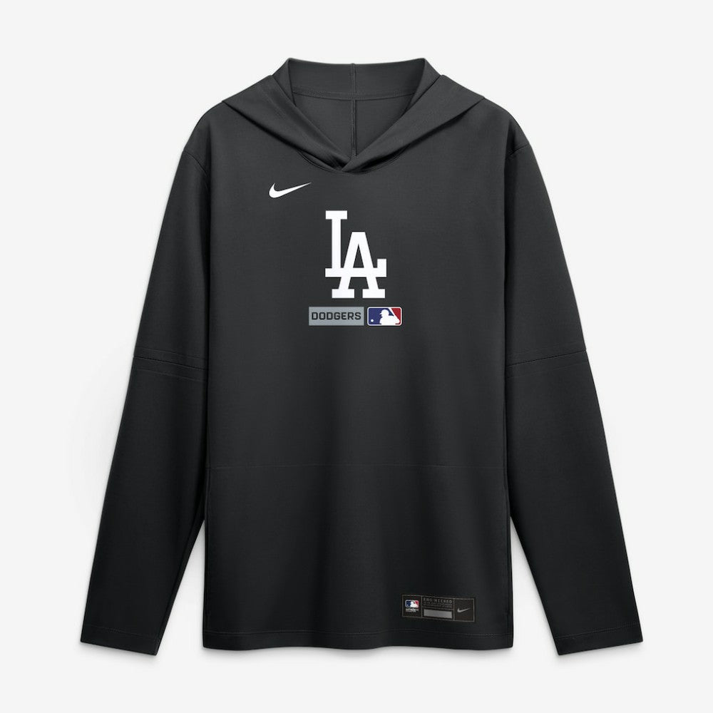 Los Angeles Dodgers Authentic Collection Dri-FIT Long Sleeve Hooded T-Shirt - Black | Nike