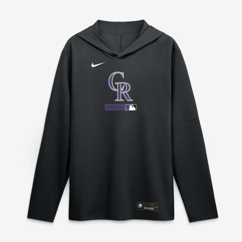 Colorado Rockies Authentic Collection Dri-FIT Long Sleeve Hooded T-Shirt - Black | Nike