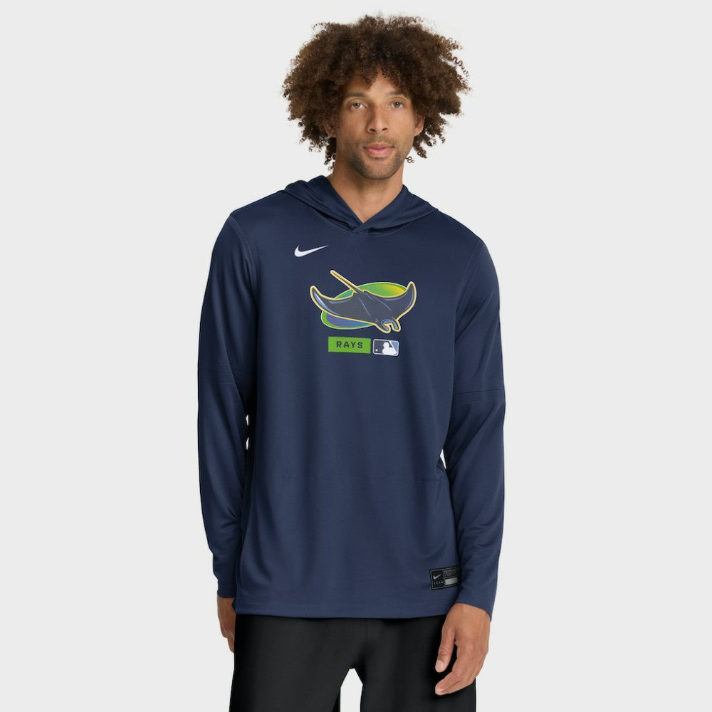 Tampa Bay Rays Authentic Collection Dri-FIT Long Sleeve Hooded T-Shirt - Navy | Nike