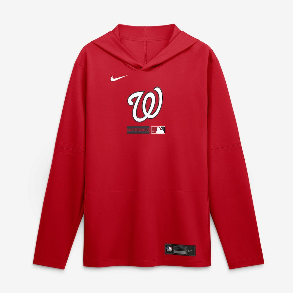 Washington Nationals Authentic Collection Dri-FIT Long Sleeve Hooded T-Shirt - Red | Nike