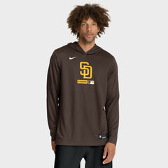 San Diego Padres Authentic Collection Dri-FIT Long Sleeve Hooded T-Shirt - Brown | Nike