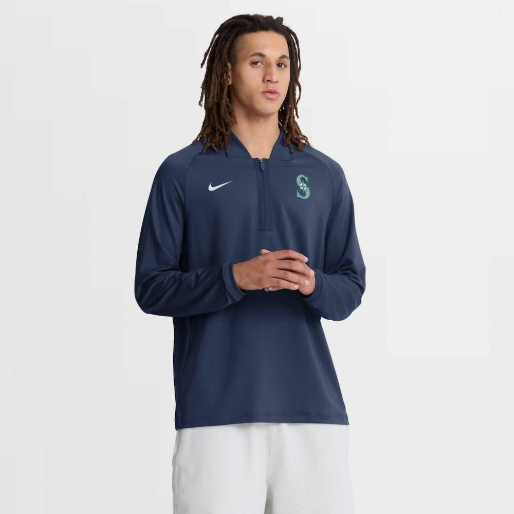 Seattle Mariners Authentic Collection Dri-FIT Raglan Half-Zip Pullover - Navy | Nike