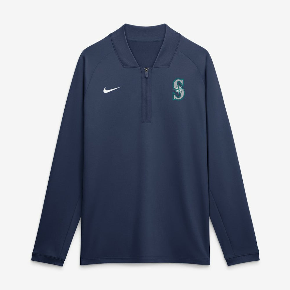 Seattle Mariners Authentic Collection Dri-FIT Raglan Half-Zip Pullover - Navy | Nike