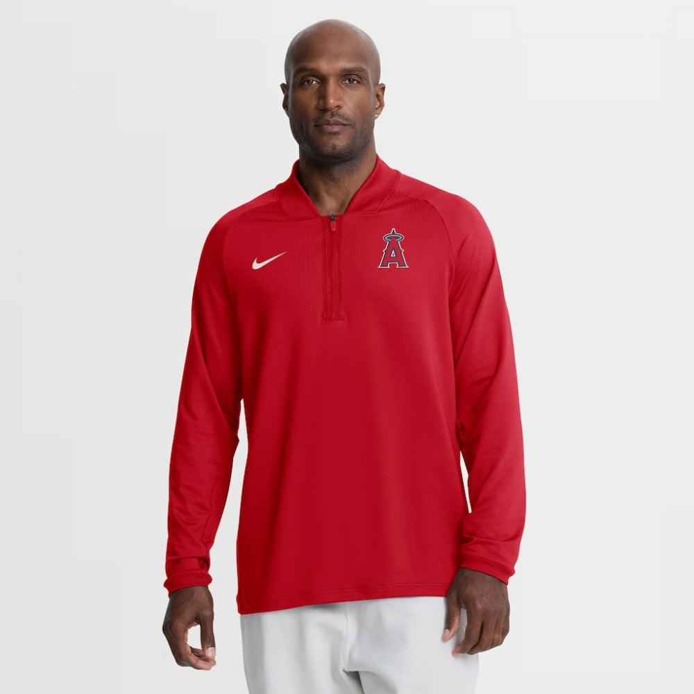 Los Angeles Angels Authentic Collection Dri-FIT Raglan Half-Zip Pullover - Red | Nike