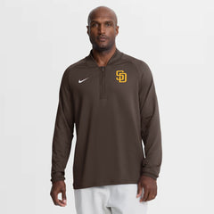 San Diego Padres Authentic Collection Dri-FIT Raglan Half-Zip Pullover - Brown | Nike