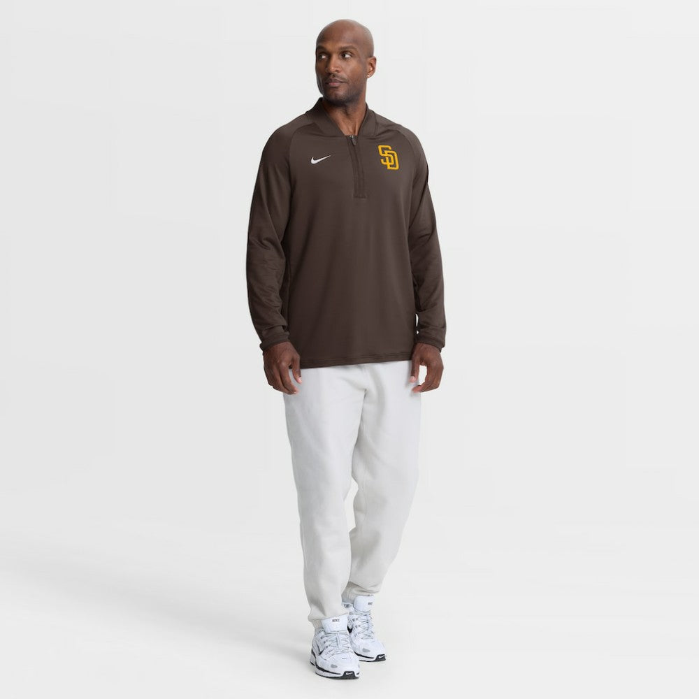 San Diego Padres Authentic Collection Dri-FIT Raglan Half-Zip Pullover - Brown | Nike