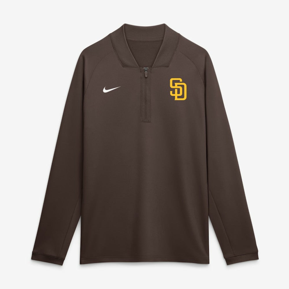 San Diego Padres Authentic Collection Dri-FIT Raglan Half-Zip Pullover - Brown | Nike