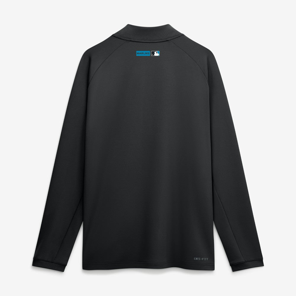 Miami Marlins Authentic Collection Dri-FIT Raglan Half-Zip Pullover - Black | Nike