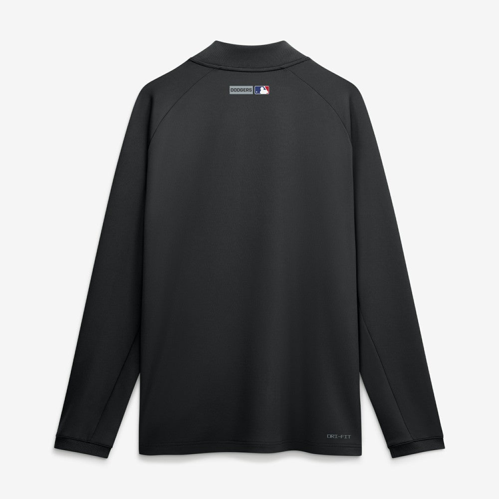 Los Angeles Dodgers Authentic Collection Dri-FIT Raglan Half-Zip Pullover - Black | Nike