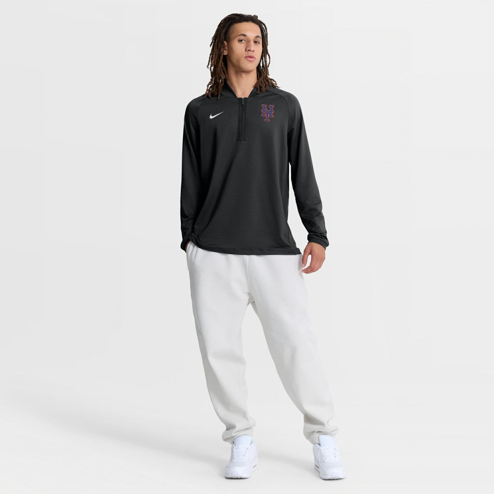 New York Mets Authentic Collection Dri-FIT Raglan Half-Zip Pullover - Black | Nike