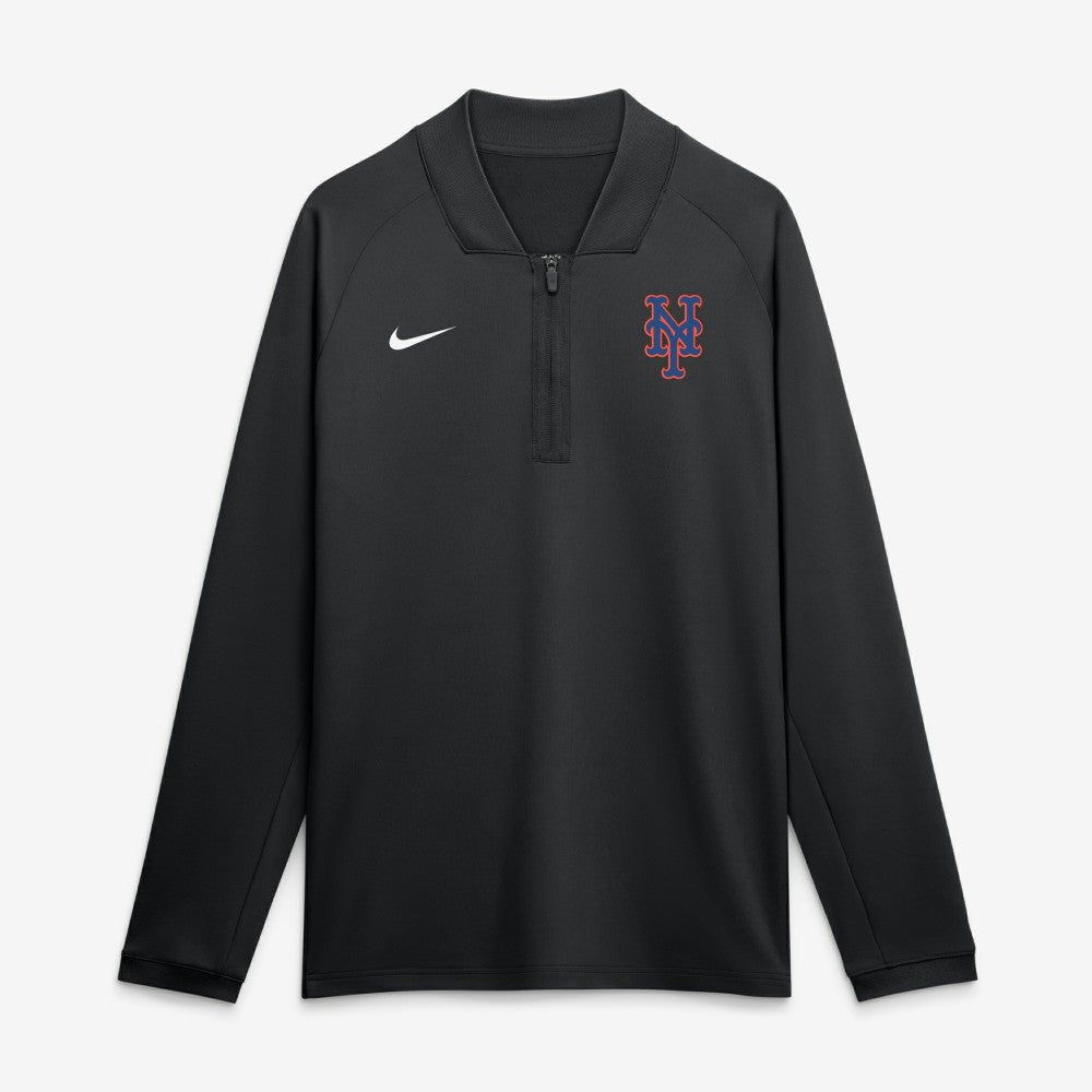 New York Mets Authentic Collection Dri-FIT Raglan Half-Zip Pullover - Black | Nike