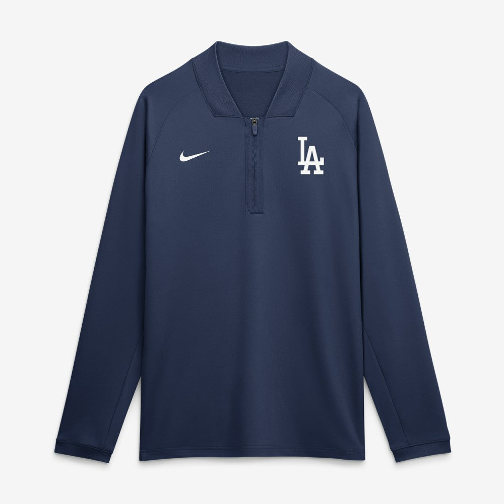 Los Angeles Dodgers Authentic Collection Dri-FIT Raglan Half-Zip Pullover - Navy | Nike