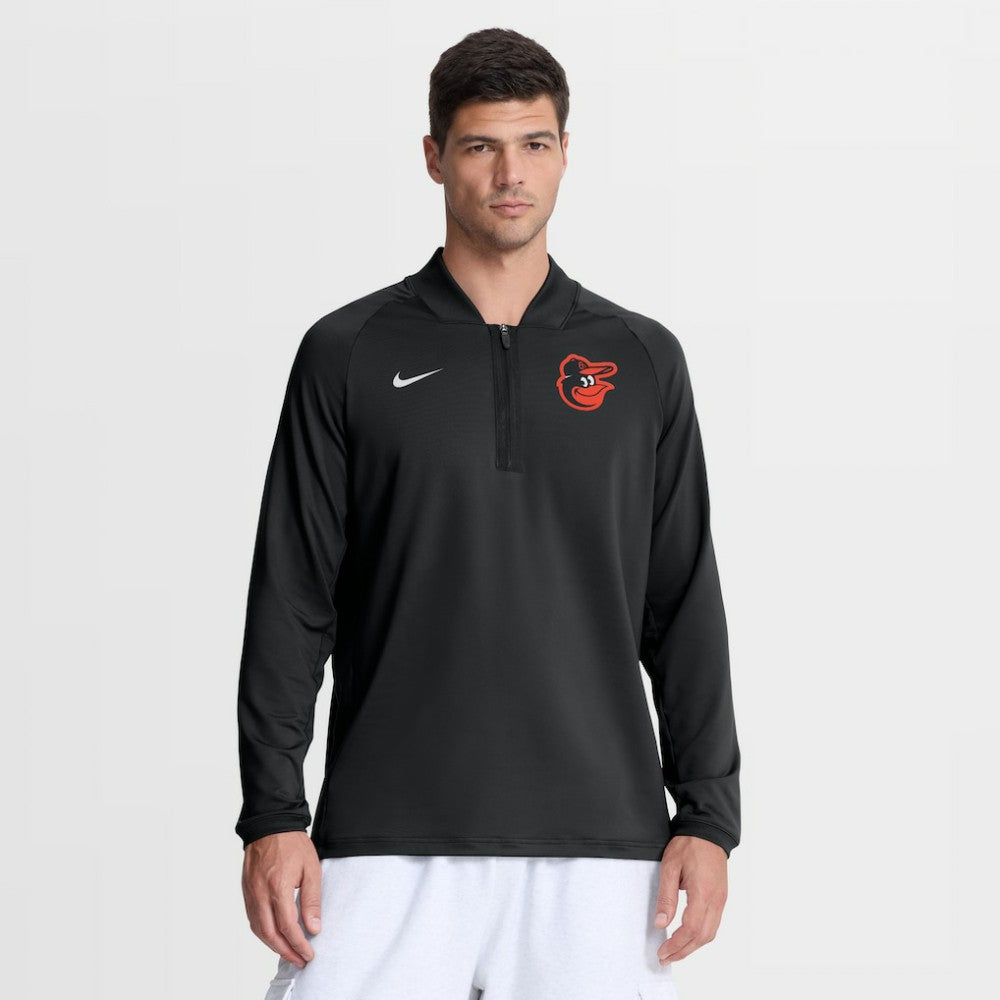 Baltimore Orioles Authentic Collection Dri-FIT Raglan Half-Zip Pullover - Black | Nike