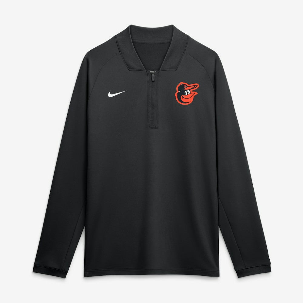 Baltimore Orioles Authentic Collection Dri-FIT Raglan Half-Zip Pullover - Black | Nike