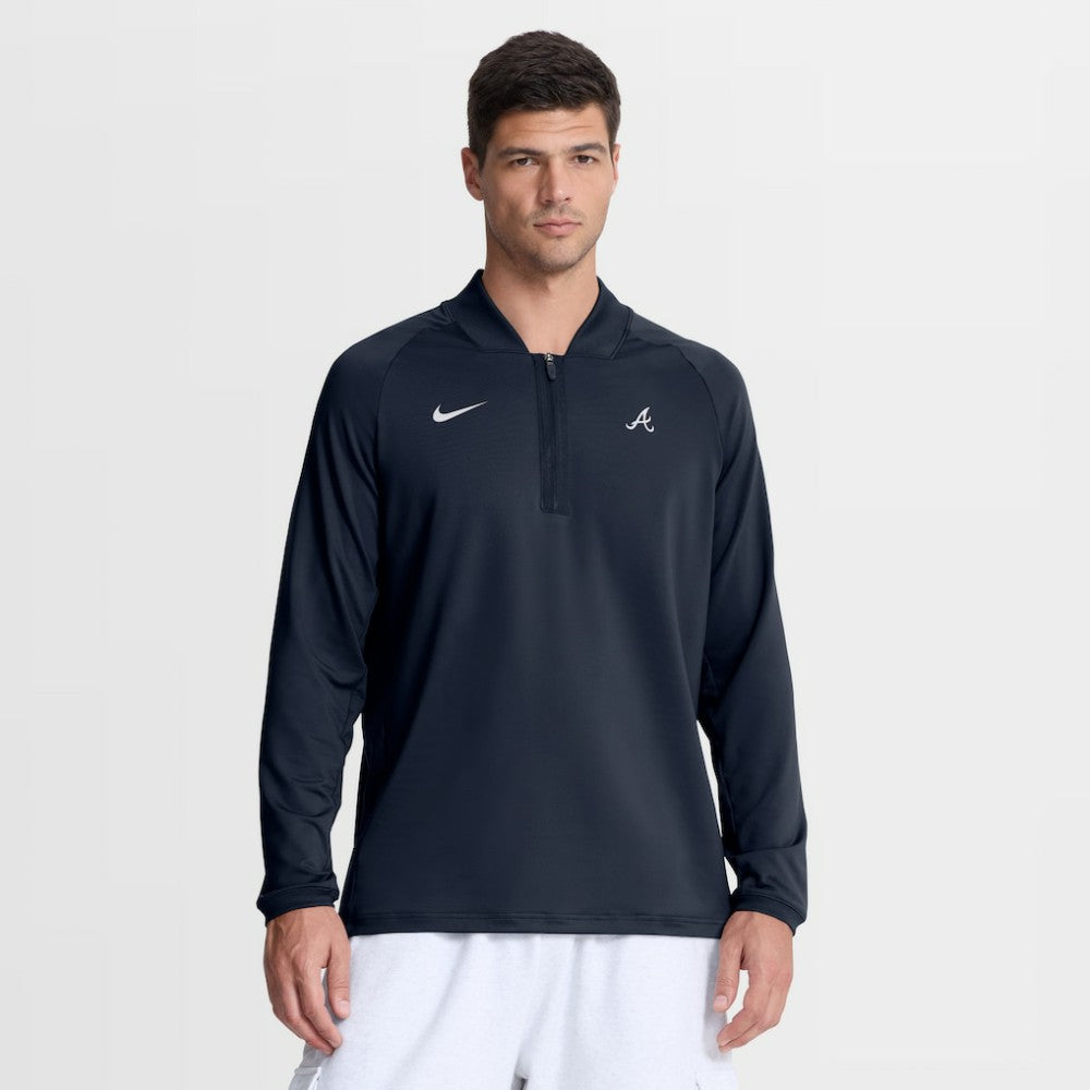Atlanta Braves Authentic Collection Dri-FIT Raglan Half-Zip Pullover - Navy | Nike