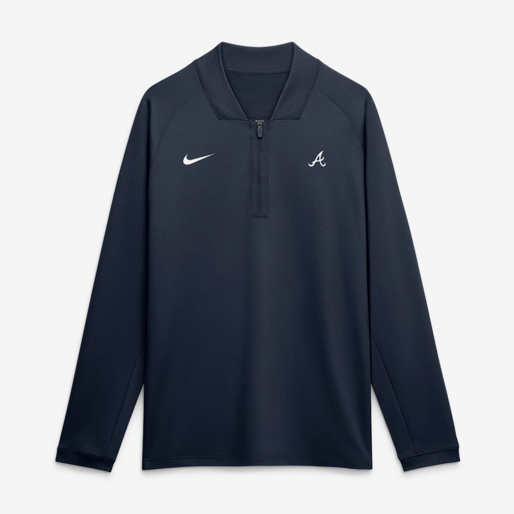 Atlanta Braves Authentic Collection Dri-FIT Raglan Half-Zip Pullover - Navy | Nike