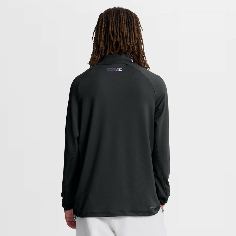 Colorado Rockies Authentic Collection Dri-FIT Raglan Half-Zip Pullover - Black | Nike