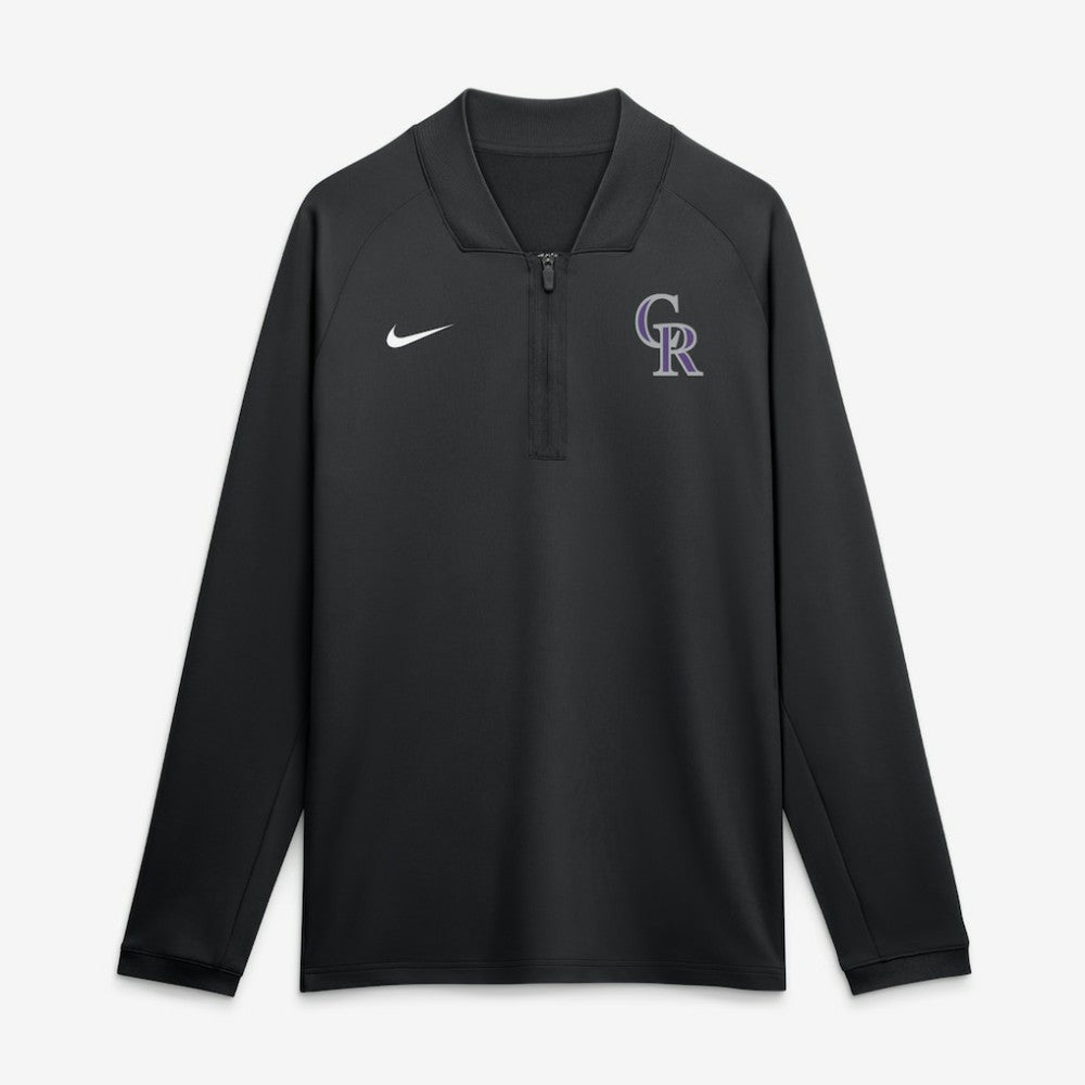 Colorado Rockies Authentic Collection Dri-FIT Raglan Half-Zip Pullover - Black | Nike