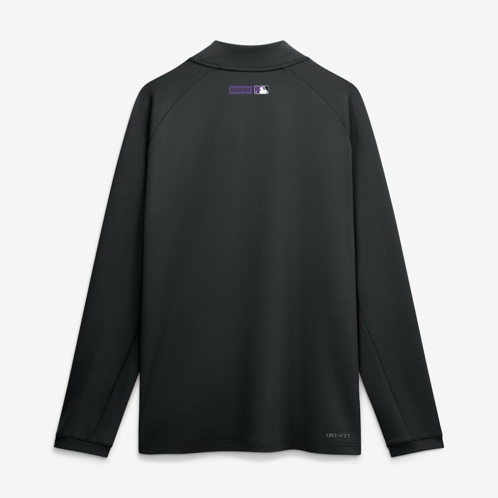 Colorado Rockies Authentic Collection Dri-FIT Raglan Half-Zip Pullover - Black | Nike