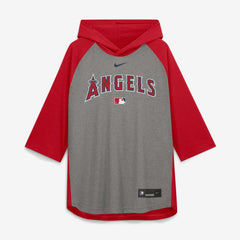 Los Angeles Angels Authentic Collection Flux Dri-FIT Raglan 3/4-Sleeve Hooded T-Shirt - Gray | Nike