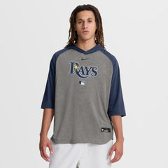 Tampa Bay Rays Authentic Collection Flux Dri-FIT Raglan 3/4-Sleeve Hooded T-Shirt - Gray | Nike