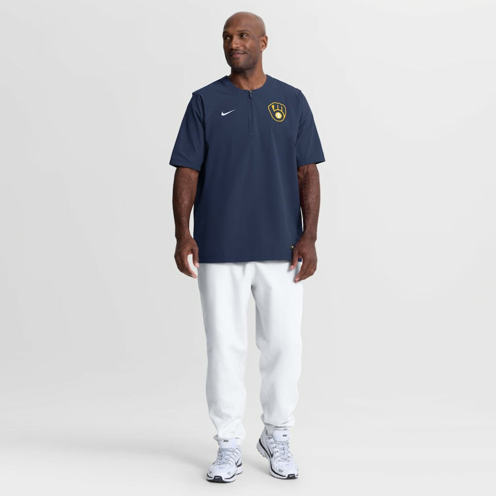 Milwaukee Brewers Authentic Collection Dri-FIT Quarter-Zip Windshirt - Navy | Nike