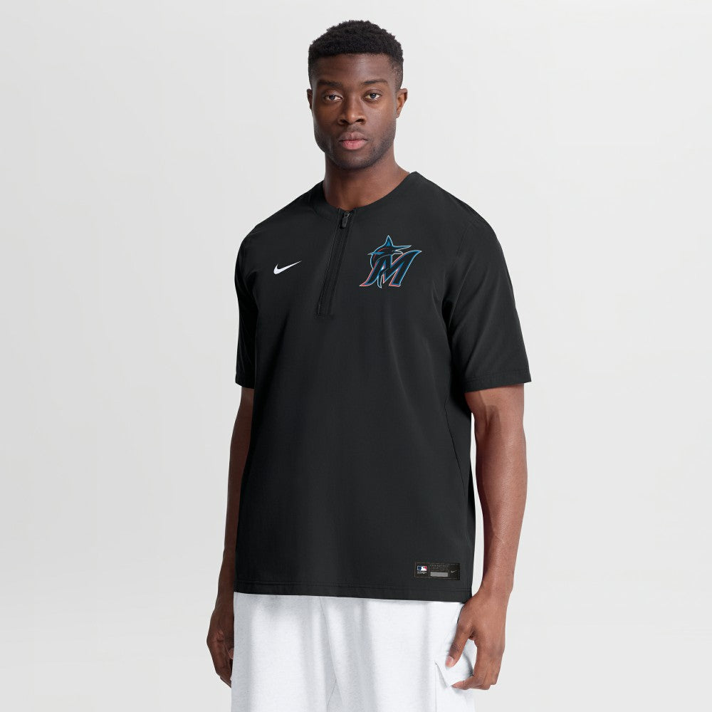 Miami Marlins Authentic Collection Dri-FIT Quarter-Zip Windshirt - Black | Nike
