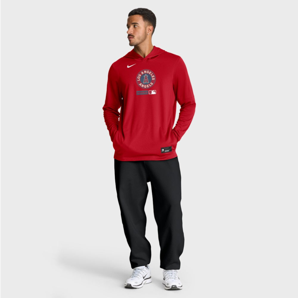 Los Angeles Angels City Connect Dri-FIT Long Sleeve Hooded T-Shirt - Red | Nike