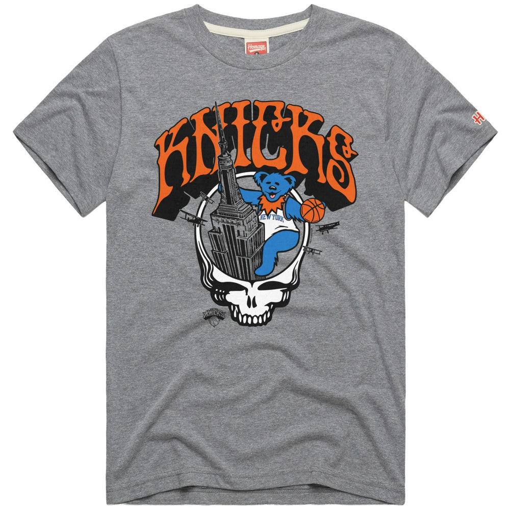New York Knicks x Grateful Dead Homage Skull Tri-Blend T-Shirt - Gray cheap