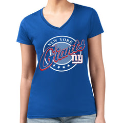 NFL New York Giants G-III 4Her by Carl Banks Women's Super-Slim Fit Lightweight Pinstripe Circle V-Neck T-Shirt