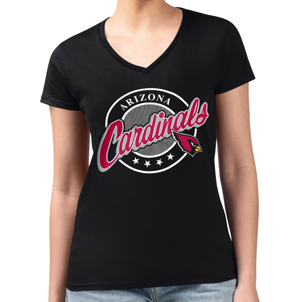 NFL Arizona Cardinals G-III 4Her by Carl Banks Women's Super-Slim Fit Lightweight Pinstripe Circle V-Neck T-Shirt