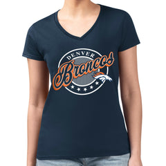 NFL Denver Broncos G-III 4Her by Carl Banks Women's Super-Slim Fit Lightweight Pinstripe Circle V-Neck T-Shirt