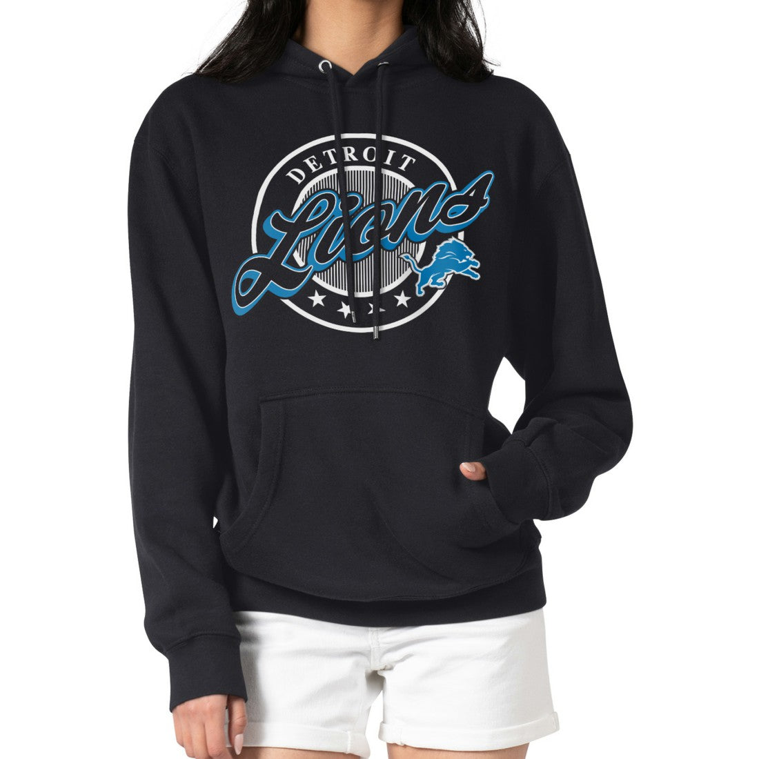 NFL Detroit Lions G-III 4Her by Carl Banks Women's Pinstripe Circle Fleece Pullover Hoodie