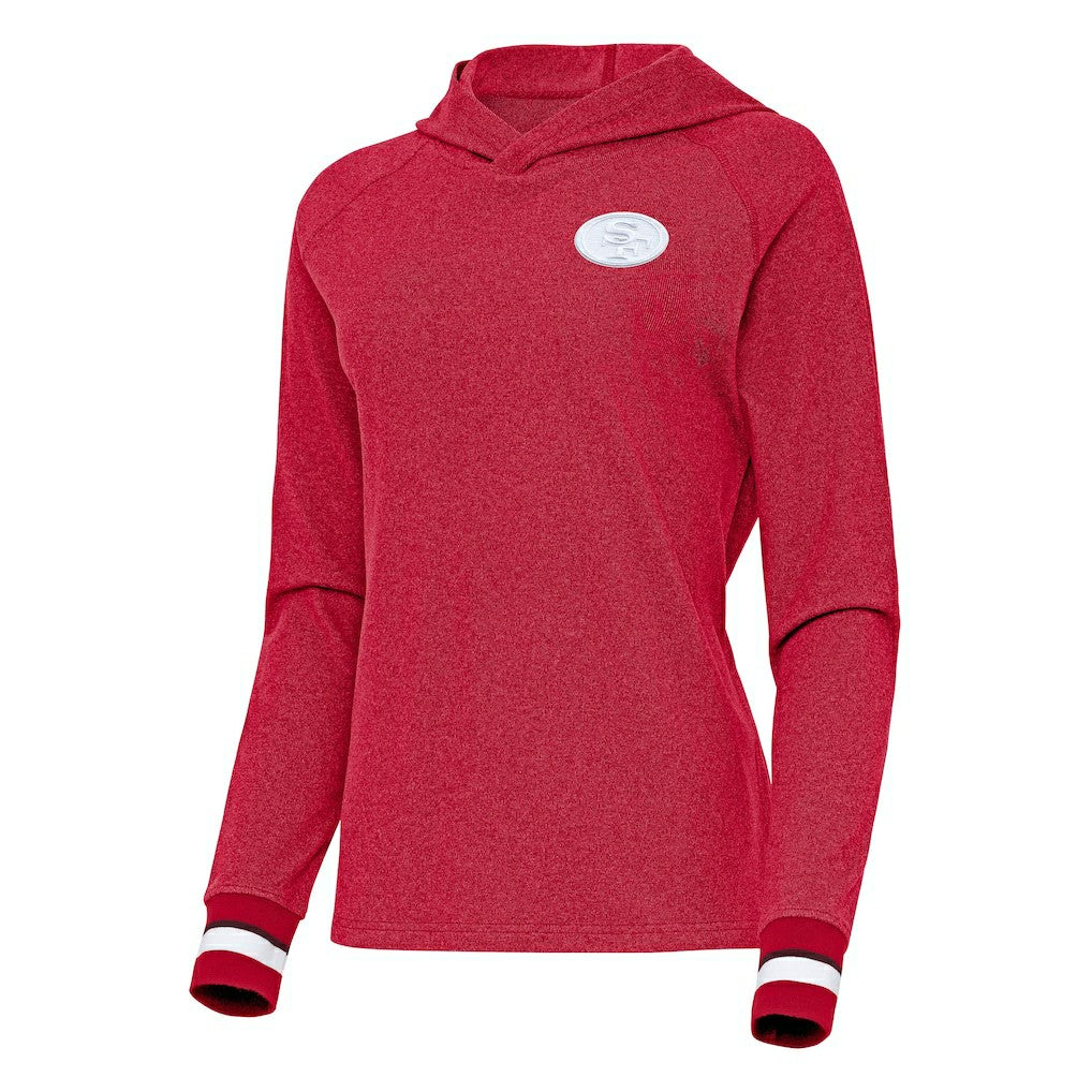 NFL San Francisco 49ers Antigua Women's Trek Raglan Pullover Hoodie