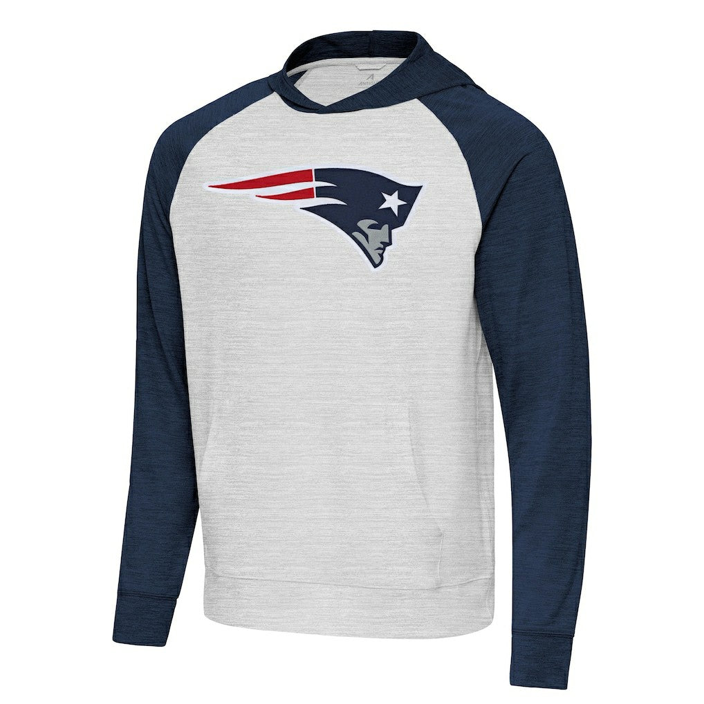 NFL New England Patriots Antigua Urgent Raglan Pullover Hoodie