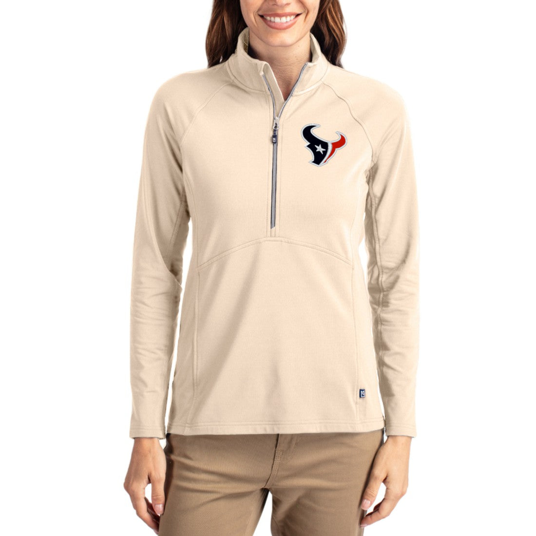 NFL Houston Texans Cutter & Buck Women's Adapt Eco Knit Stretch Recycled Raglan Half-Zip Pullover