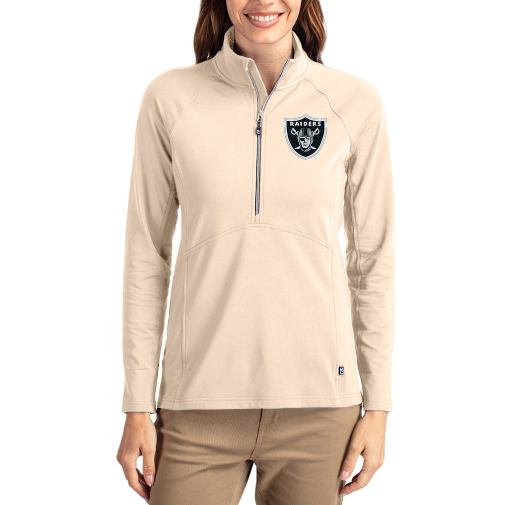 NFL Las Vegas Raiders Cutter & Buck Women's Adapt Eco Knit Stretch Recycled Raglan Half-Zip Pullover