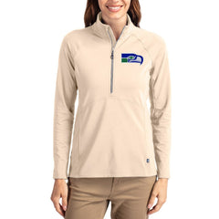NFL Seattle Seahawks Cutter & Buck Women's Throwback Adapt Eco Knit Stretch Recycled Raglan Half-Zip Pullover