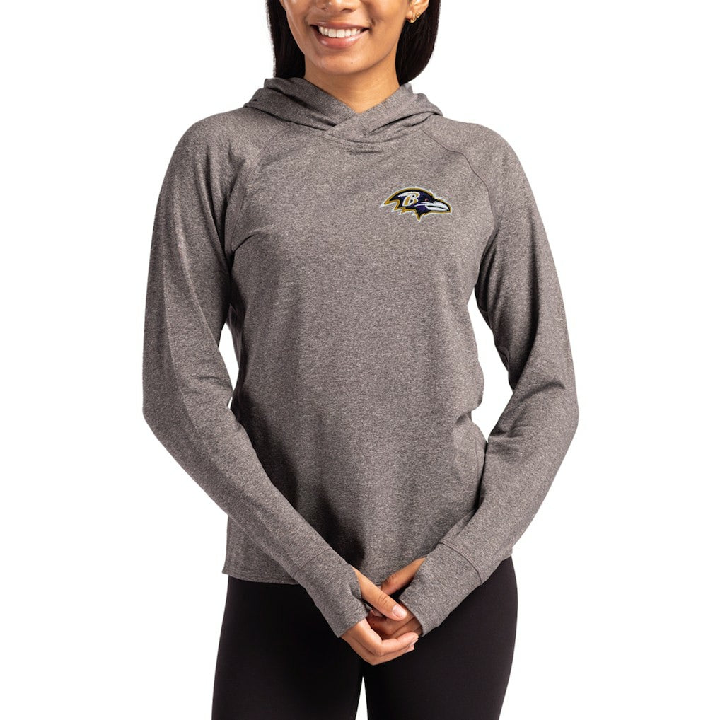 NFL Baltimore Ravens Cutter & Buck Women's Primary Logo Adapt Knit Recycled Raglan Pullover Hoodie