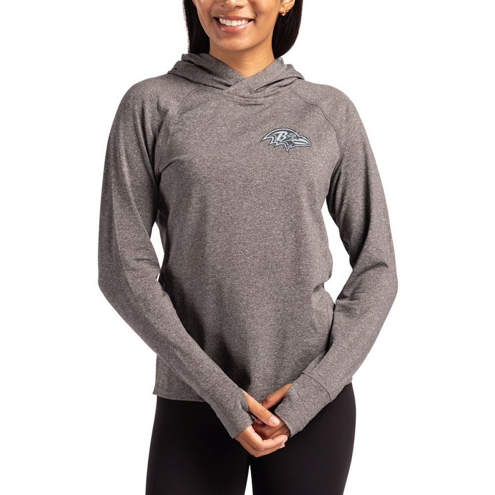 NFL Baltimore Ravens Cutter & Buck Women's Tonal Logo Adapt Knit Recycled Raglan Pullover Hoodie