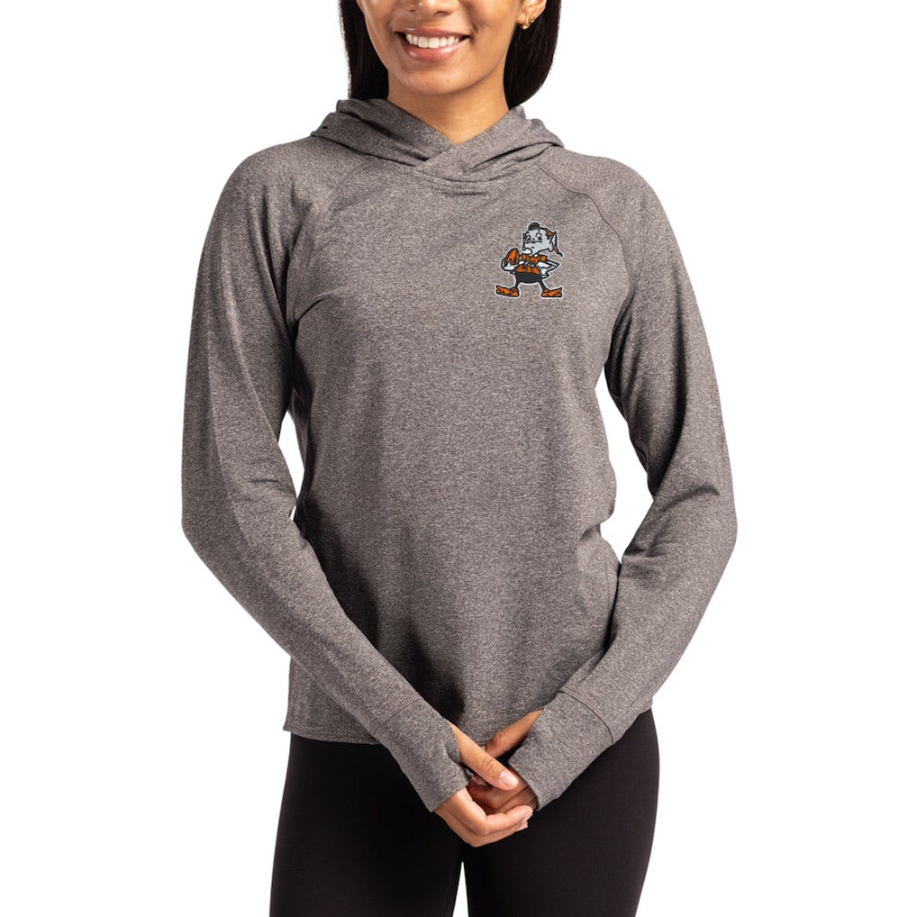 NFL Cleveland Browns Cutter & Buck Women's Throwback Logo Adapt Knit Recycled Raglan Pullover Hoodie
