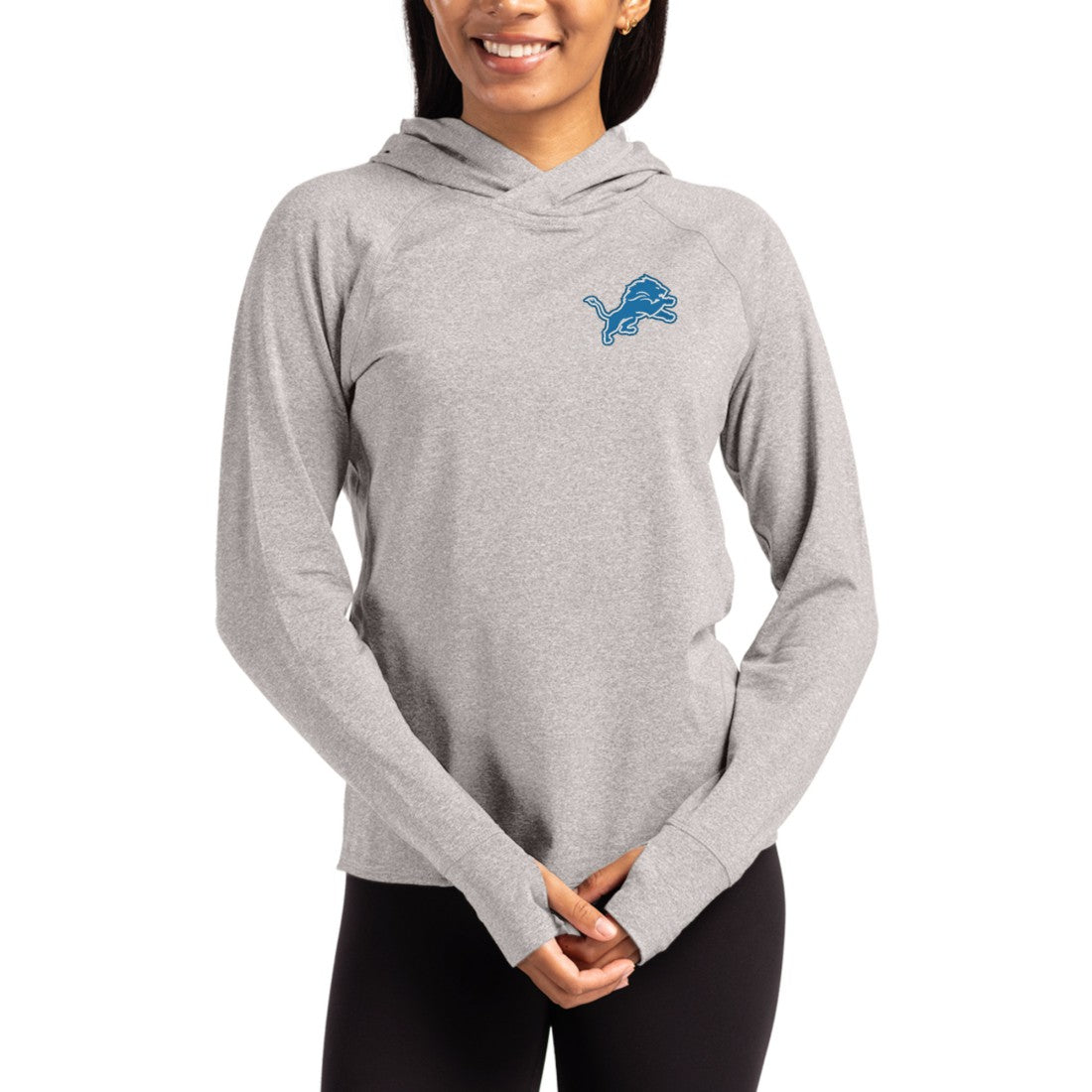 NFL Detroit Lions Cutter & Buck Women's Primary Logo Adapt Knit Recycled Raglan Pullover Hoodie