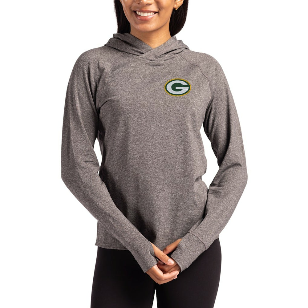 NFL Green Bay Packers Cutter & Buck Women's Primary Logo Adapt Knit Recycled Raglan Pullover Hoodie