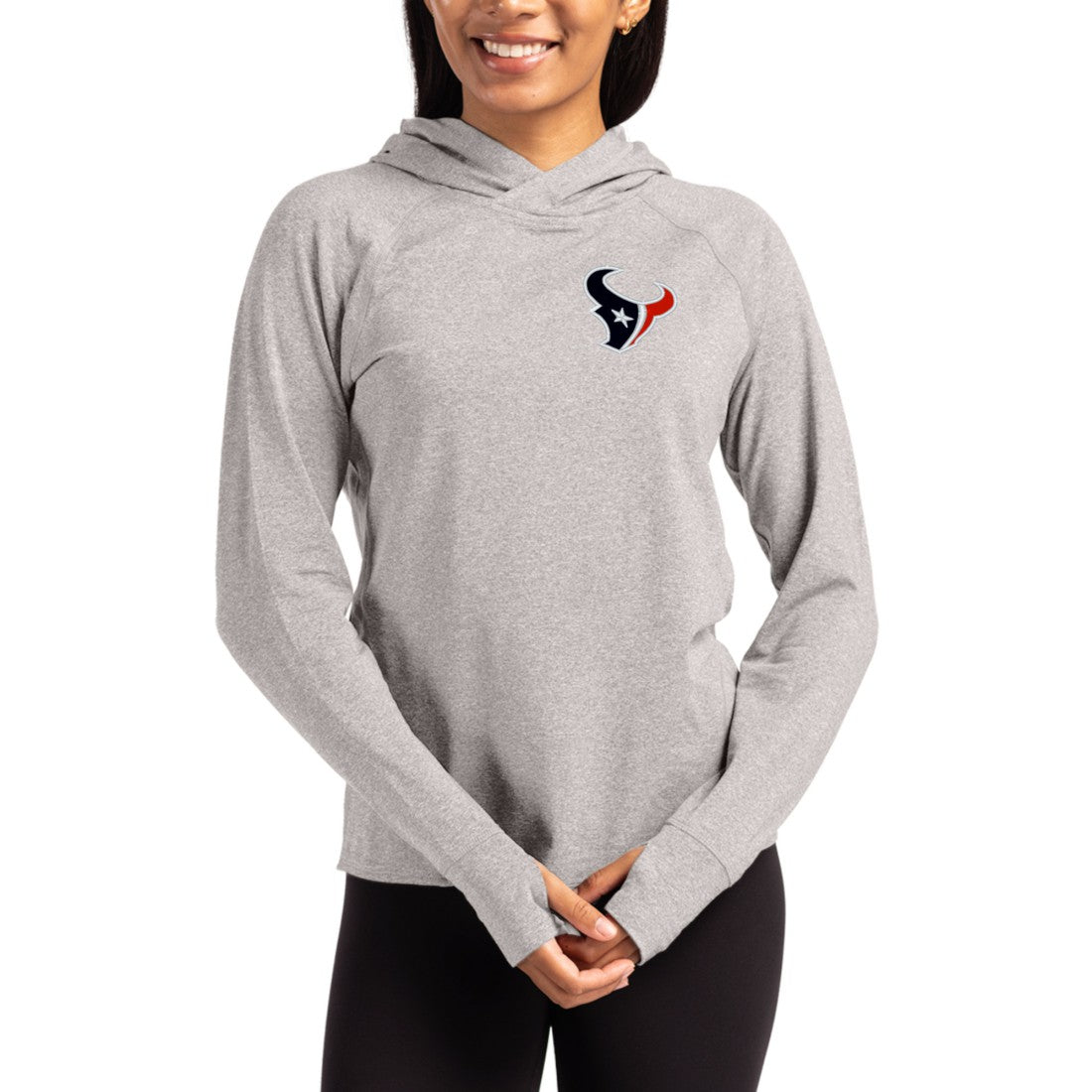 NFL Houston Texans Cutter & Buck Women's Primary Logo Adapt Knit Recycled Raglan Pullover Hoodie