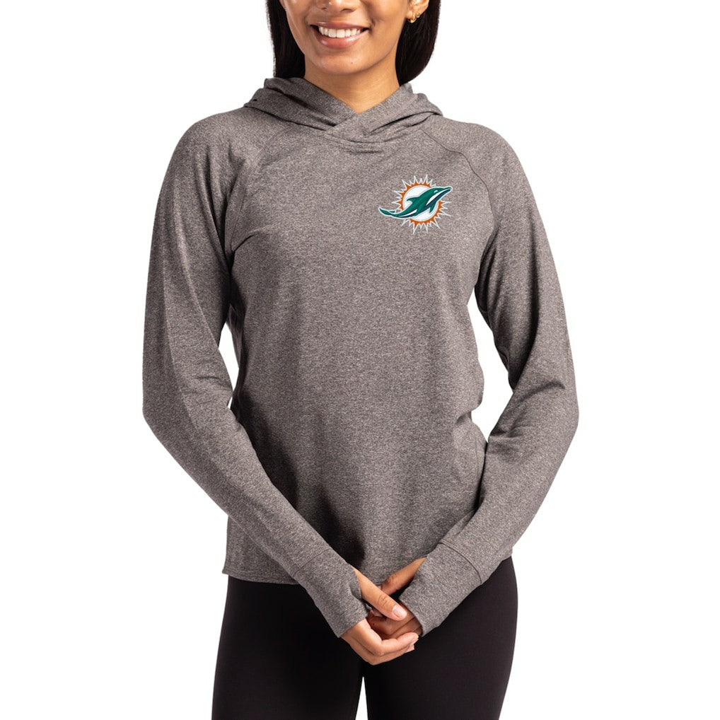 NFL Miami Dolphins Cutter & Buck Women's Primary Logo Adapt Knit Recycled Raglan Pullover Hoodie