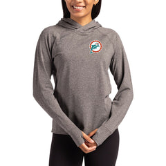 NFL Miami Dolphins Cutter & Buck Women's Throwback Logo Adapt Knit Recycled Raglan Pullover Hoodie