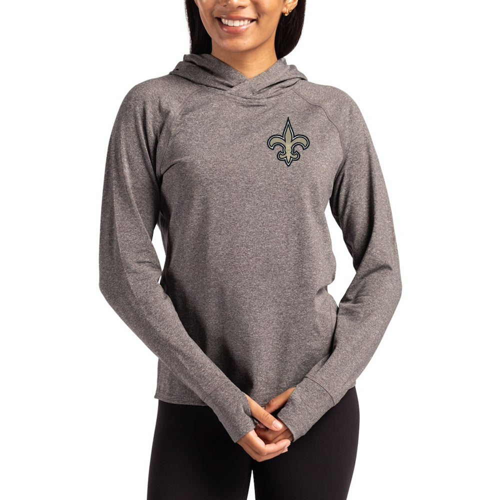 NFL New Orleans Saints Cutter & Buck Women's Primary Logo Adapt Knit Recycled Raglan Pullover Hoodie