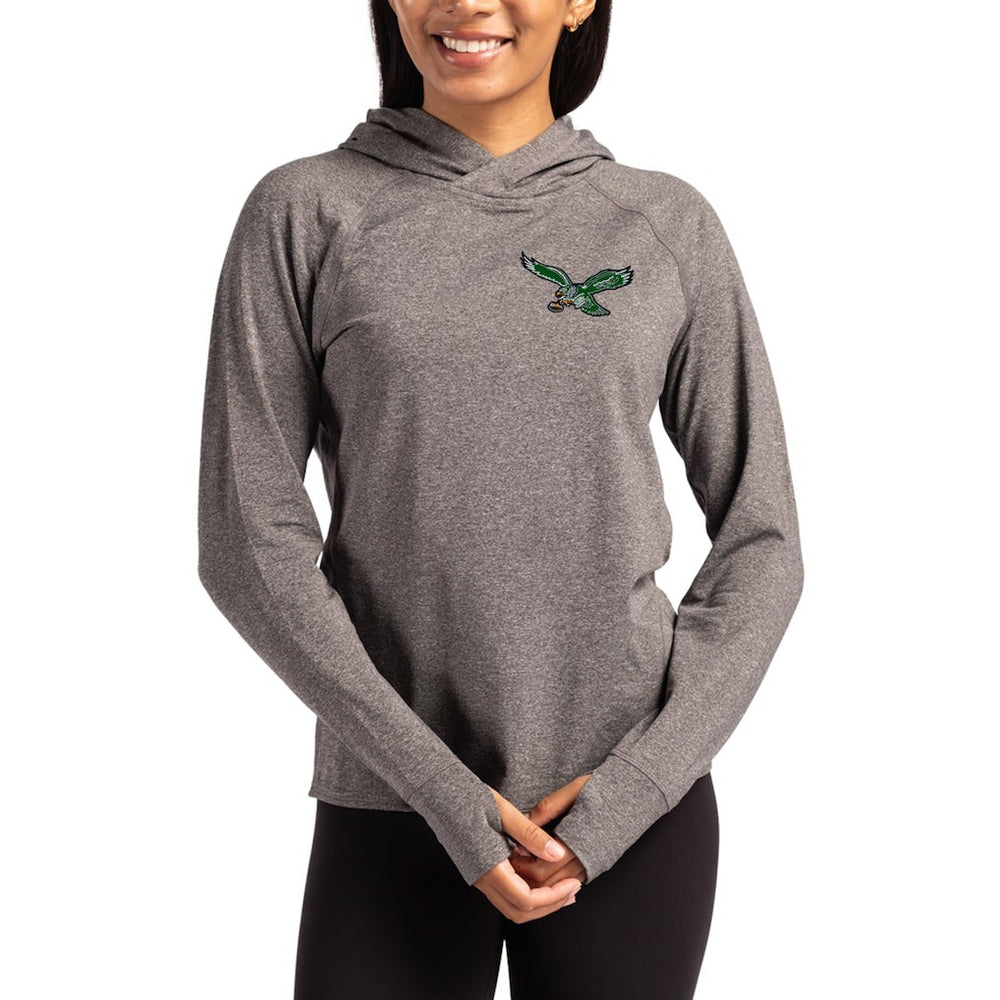 NFL Philadelphia Eagles Cutter & Buck Women's Throwback Logo Adapt Knit Recycled Raglan Pullover Hoodie